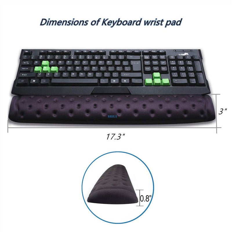 BRILA Memory Foam Mouse & Keyboard Wrist Rest Support Pad Cushion Set for Computer, Laptop, Office Work, PC Gaming - Massage Holes Design - Easy Typing Wrist Pain Relief (Black) - Image 3